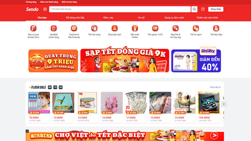 Sendo.vn – Trang web bán hàng online được nhiều người sử dụng