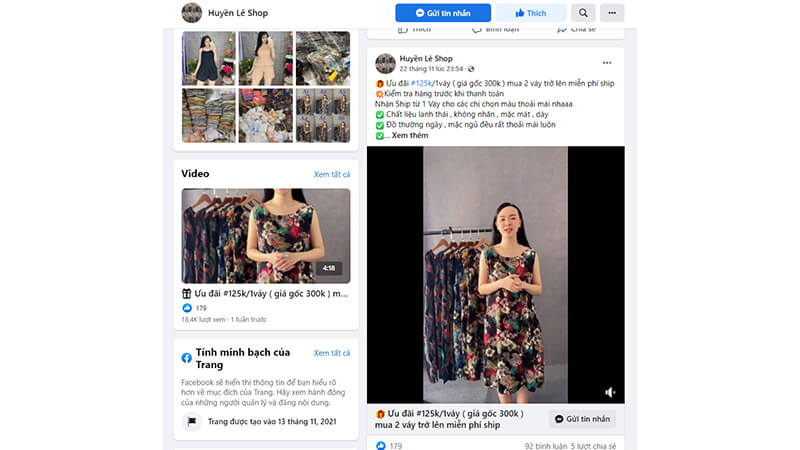 Lê Huyền Shop hiện kinh doanh quần áo thời trang