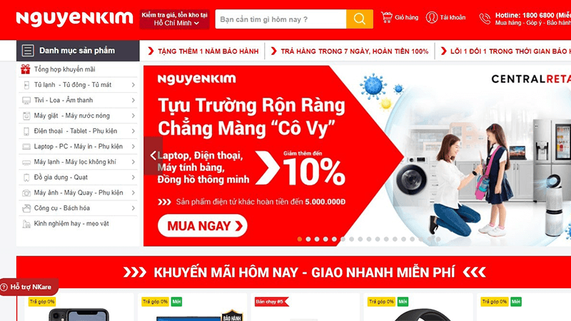 Các trang bán hàng online Nguyenkim