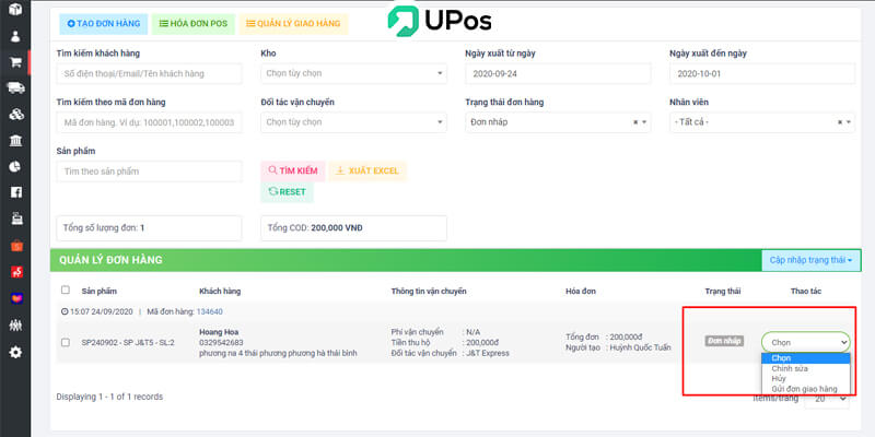 Hướng dẫn sử dụng phần mềm lên đơn hàng nháp báo giá UPOS